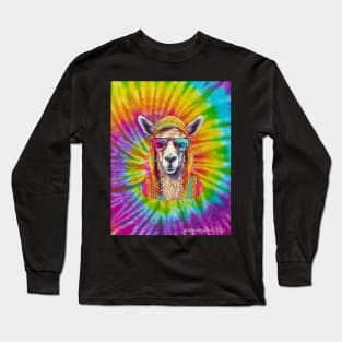 Groovy Llama Psychedelic Graphic Long Sleeve T-Shirt